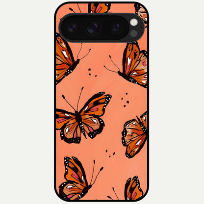  Coral Wing Butterfly Glass Case For Google Pixel 10 Pro back cover – full design glossy printed glass finish