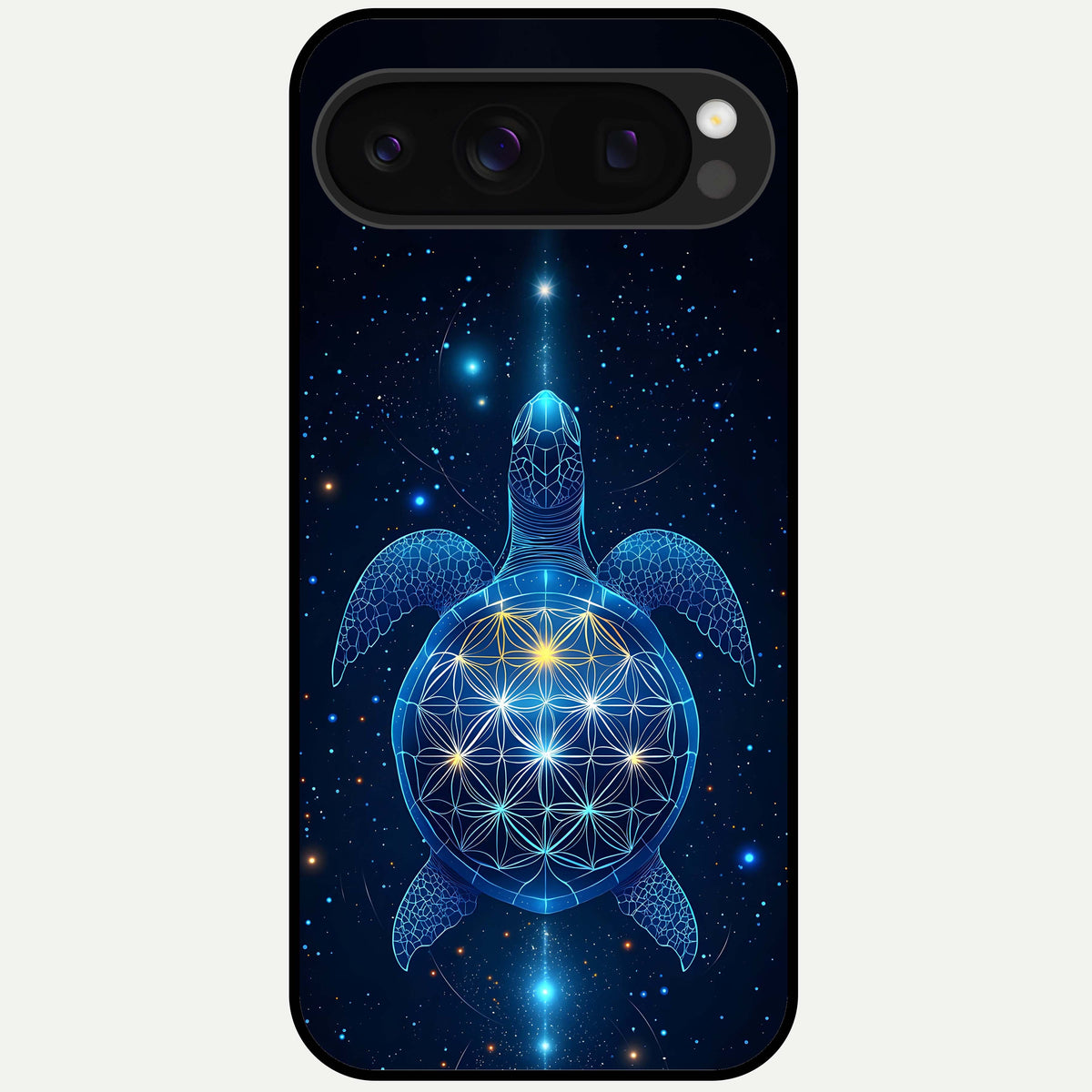  Crimson Blue Turtle Glass Case For Google Pixel 10 Pro back cover – full design glossy printed glass finish