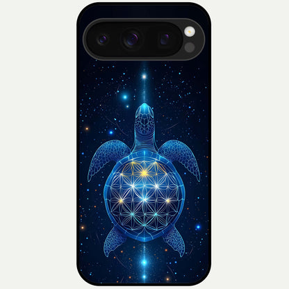  Crimson Blue Turtle Glass Case For Google Pixel 10 Pro back cover – full design glossy printed glass finish
