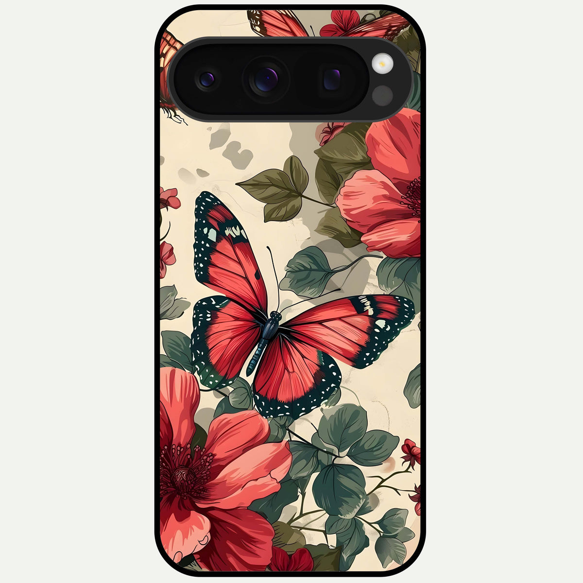  Crimson Butterfly Garden Glass Case For Google Pixel 10 Pro back cover – full design glossy printed glass finish
