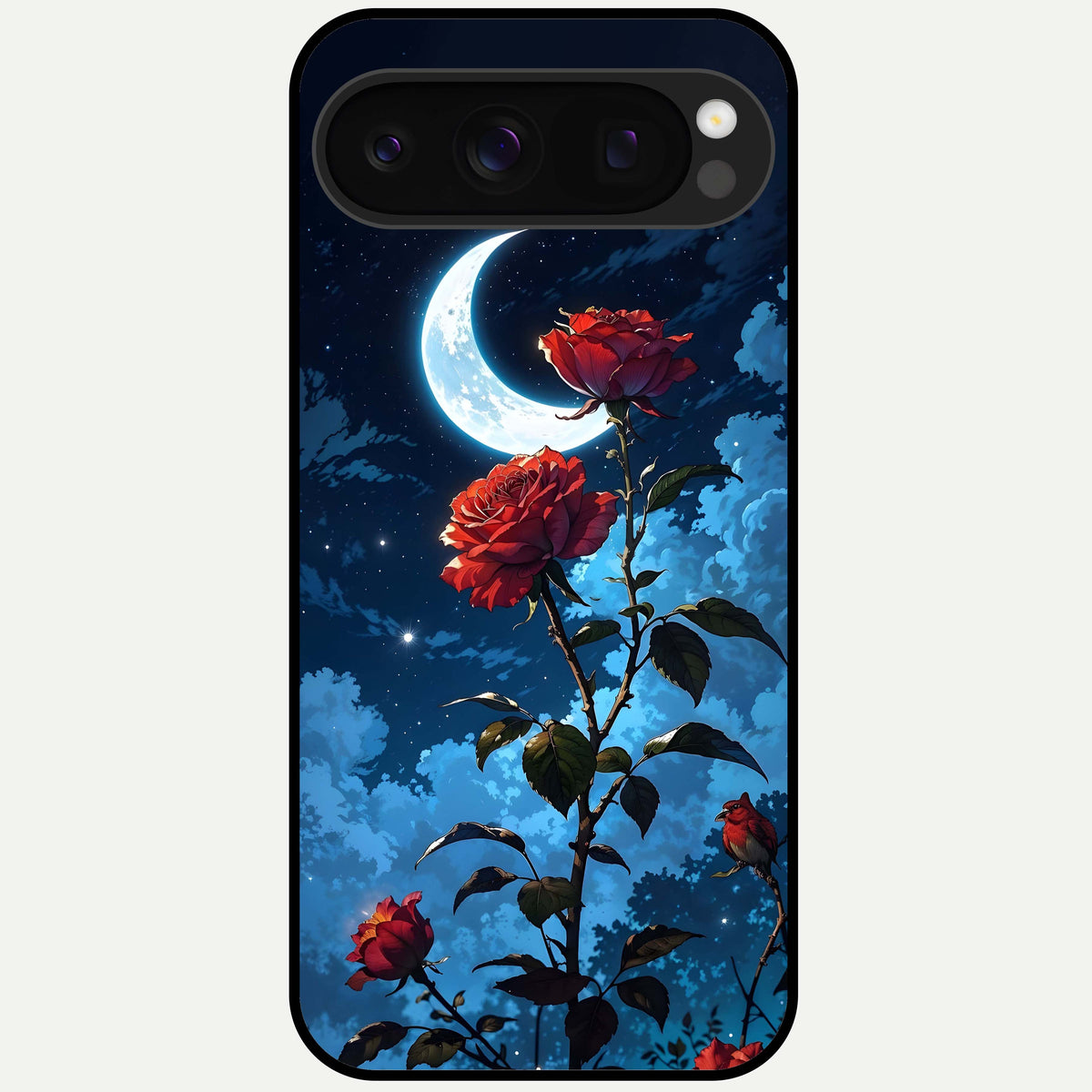  Crimson Rose Moon Glass Case For Google Pixel 10 Pro back cover – full design glossy printed glass finish