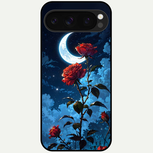  Crimson Rose Moon Glass Case For Google Pixel 10 Pro back cover – full design glossy printed glass finish