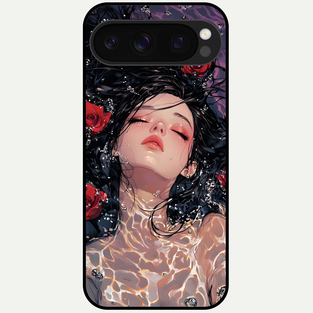  Crimson Rose Serenity Glass Case For Google Pixel 10 Pro back cover – full design glossy printed glass finish