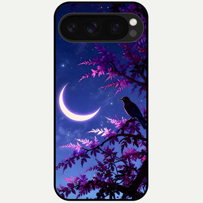  Crow And Moon Scenery Glass Case For Google Pixel 10 Pro back cover – full design glossy printed glass finish