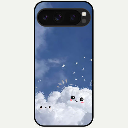  Cute Blossom Cloud Glass Case For Google Pixel 10 Pro back cover – full design glossy printed glass finish
