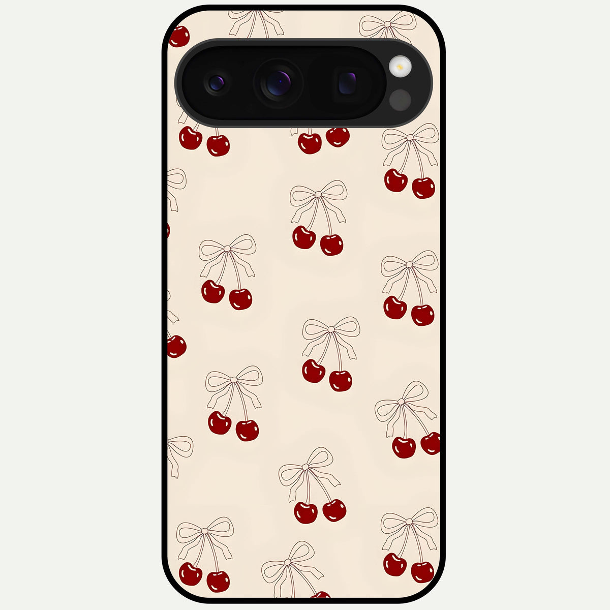  Cute Cherry Pattern Glass Case For Google Pixel 10 Pro back cover – full design glossy printed glass finish