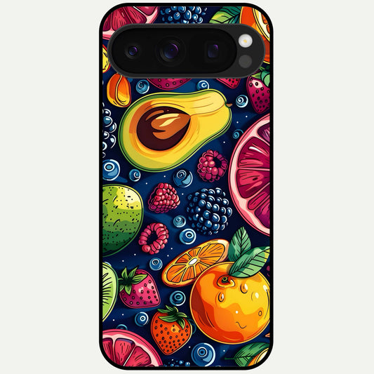  Cute Fruits Art Glass Case For Google Pixel 10 Pro back cover – full design glossy printed glass finish