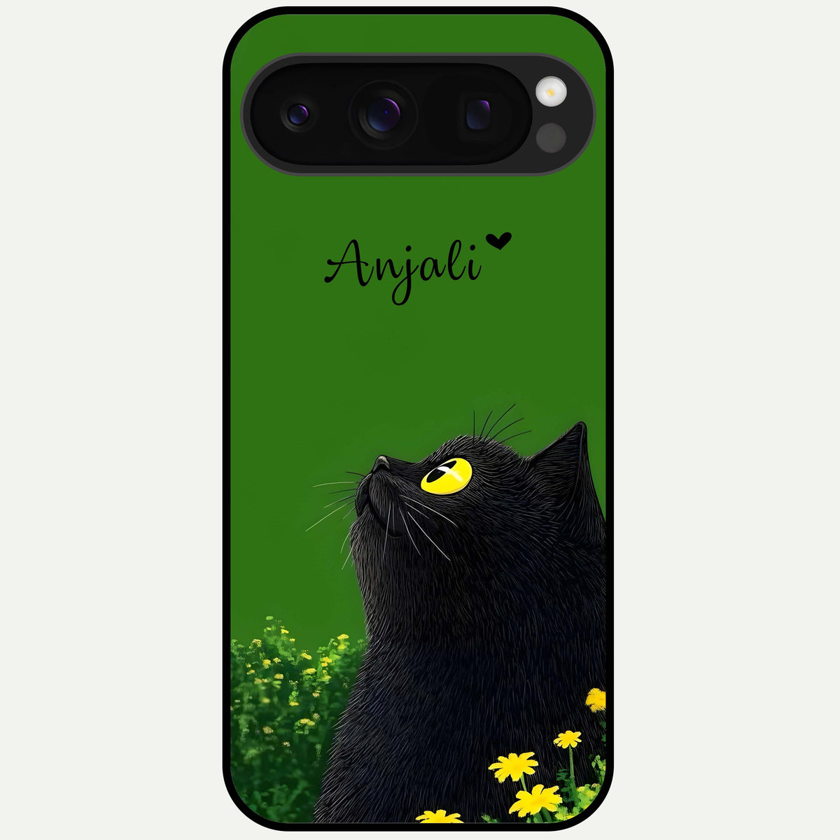  Emerald Cat Custom Name Glass Case For Google Pixel 10 Pro back cover – full design glossy printed glass finish