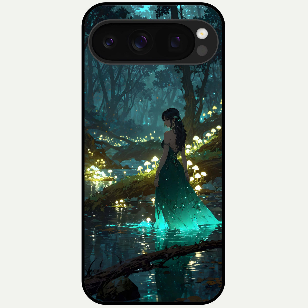  Enchanted Forest Glow Glass Case For Google Pixel 10 Pro back cover – full design glossy printed glass finish