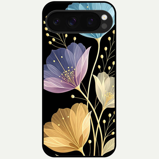  Flower Bloom Glow Glass Case For Google Pixel 10 Pro back cover – full design glossy printed glass finish