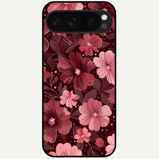  Flower Blush Bloom Glass Case For Google Pixel 10 Pro back cover – full design glossy printed glass finish