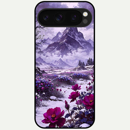  Flower Mountain View Glass Case For Google Pixel 10 Pro back cover – full design glossy printed glass finish