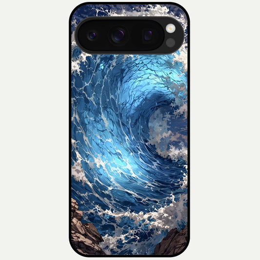  Giant Ocean Wave Glass Case For Google Pixel 10 Pro back cover – full design glossy printed glass finish