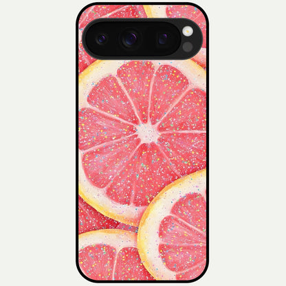 Glitter Grapefruit Glass Case For Google Pixel 10 Pro back cover – full design glossy printed glass finish