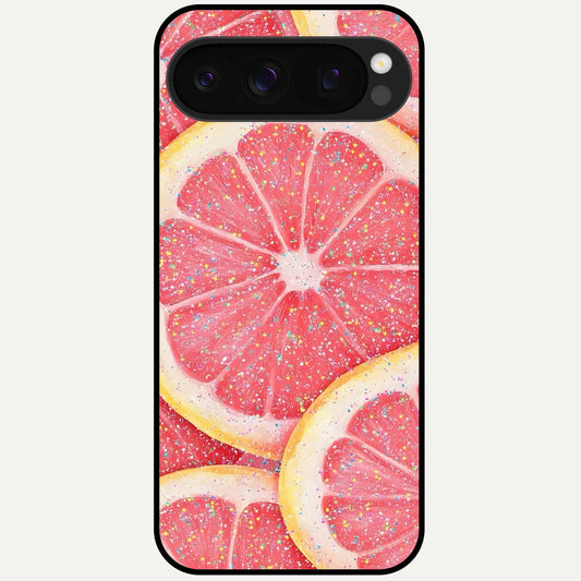  Glitter Grapefruit Glass Case For Google Pixel 10 Pro back cover – full design glossy printed glass finish