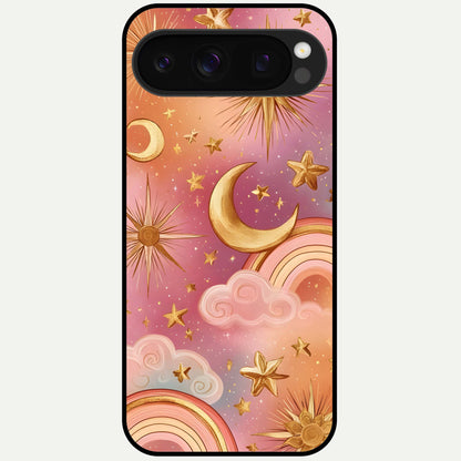  Golden Celestial Dreams Glass Case For Google Pixel 10 Pro back cover – full design glossy printed glass finish