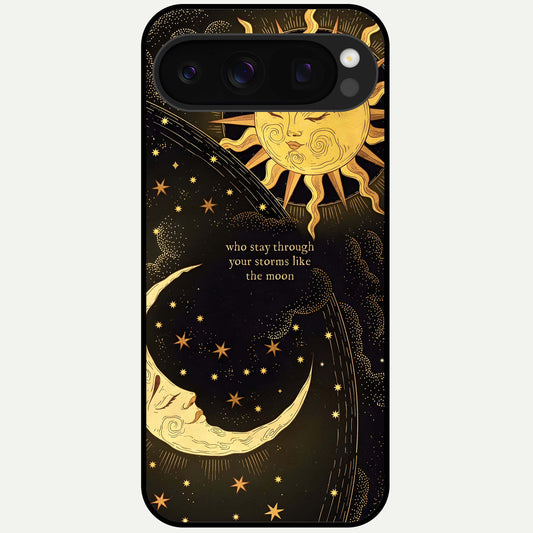 Golden Lunar Love Glass Case For Google Pixel 10 Pro back cover – full design glossy printed glass finish