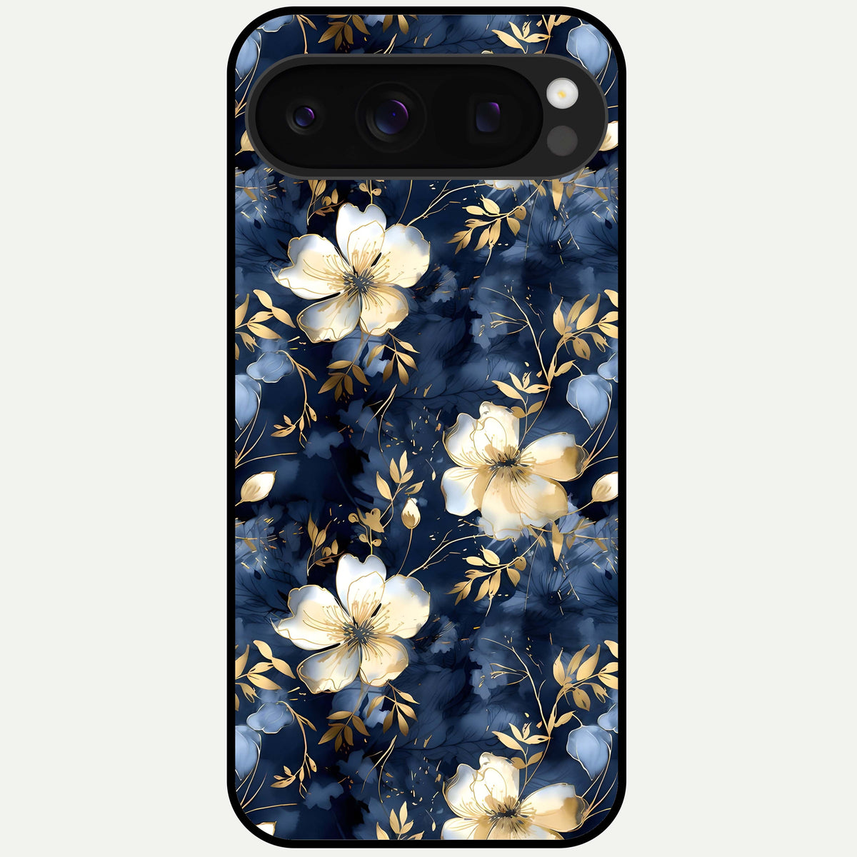  Golden Midnight Bloom Glass Case For Google Pixel 10 Pro back cover – full design glossy printed glass finish