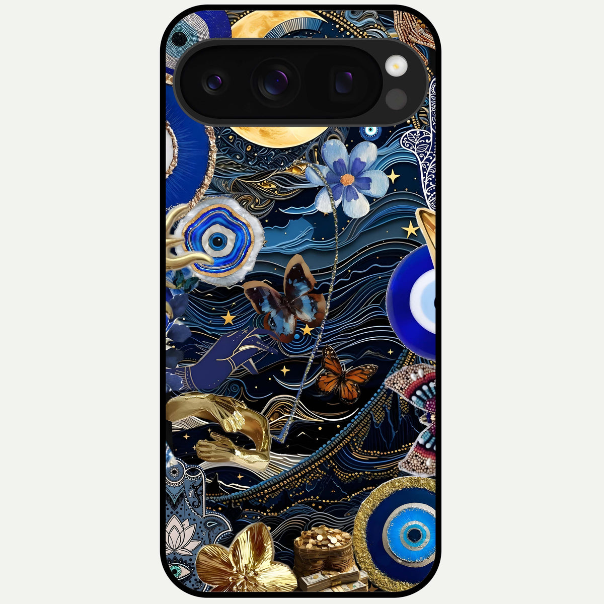  Golden Moon Magic Glass Case For Google Pixel 10 Pro back cover – full design glossy printed glass finish