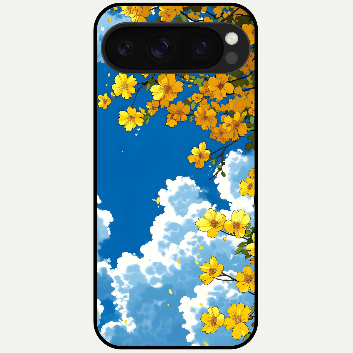  Golden Petal Sky Glass Case For Google Pixel 10 Pro back cover – full design glossy printed glass finish