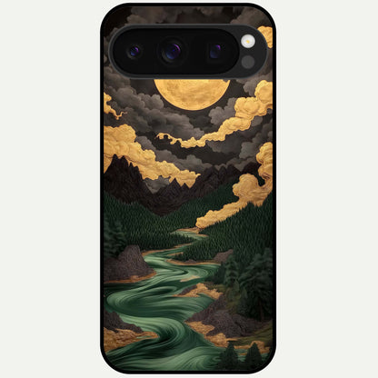  Golden River Moon Glass Case For Google Pixel 10 Pro back cover – full design glossy printed glass finish
