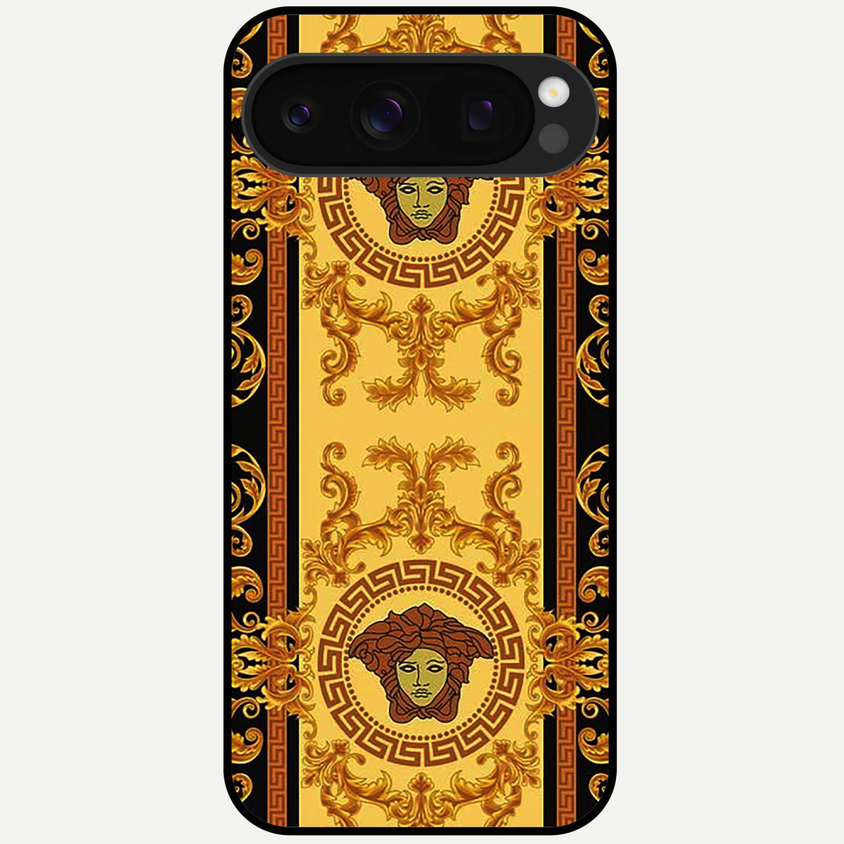  Golden Royal Heritage Glass Case For Google Pixel 10 Pro back cover – full design glossy printed glass finish