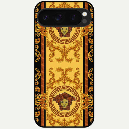  Golden Royal Heritage Glass Case For Google Pixel 10 Pro back cover – full design glossy printed glass finish