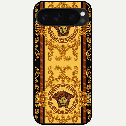  Golden Royal Heritage Glass Case For Google Pixel 10 Pro back cover – full design glossy printed glass finish
