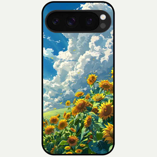  Golden Sun Glory Glass Case For Google Pixel 10 Pro back cover – full design glossy printed glass finish