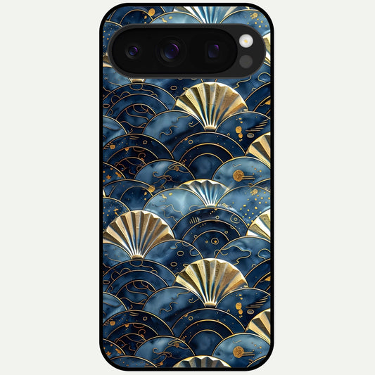  Golden Wave Luxe Glass Case For Google Pixel 10 Pro back cover – full design glossy printed glass finish