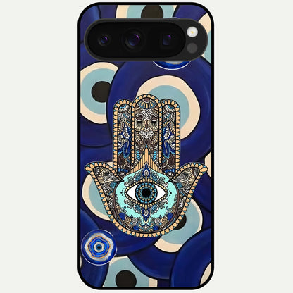  Hamsa Divine Guard Glass Case For Google Pixel 10 Pro back cover – full design glossy printed glass finish
