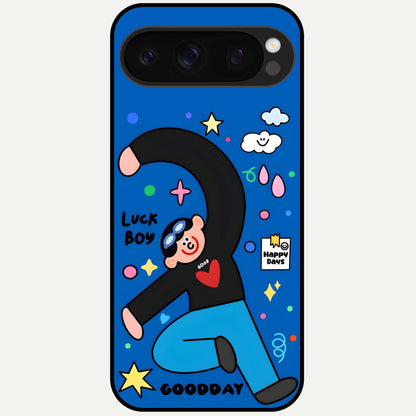  Happy Luck Vibe Glass Case For Google Pixel 10 Pro back cover – full design glossy printed glass finish