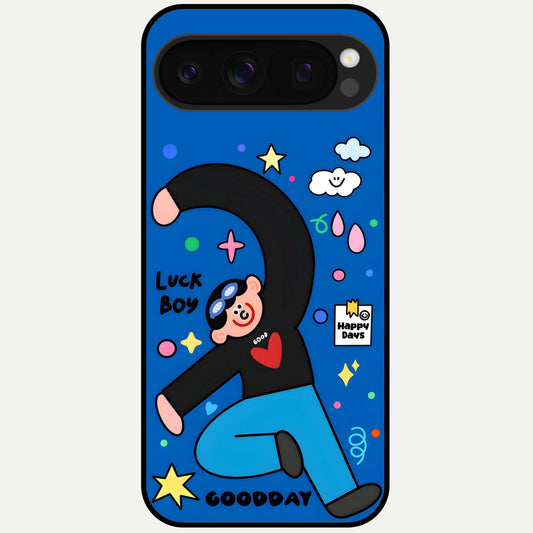  Happy Luck Vibe Glass Case For Google Pixel 10 Pro back cover – full design glossy printed glass finish