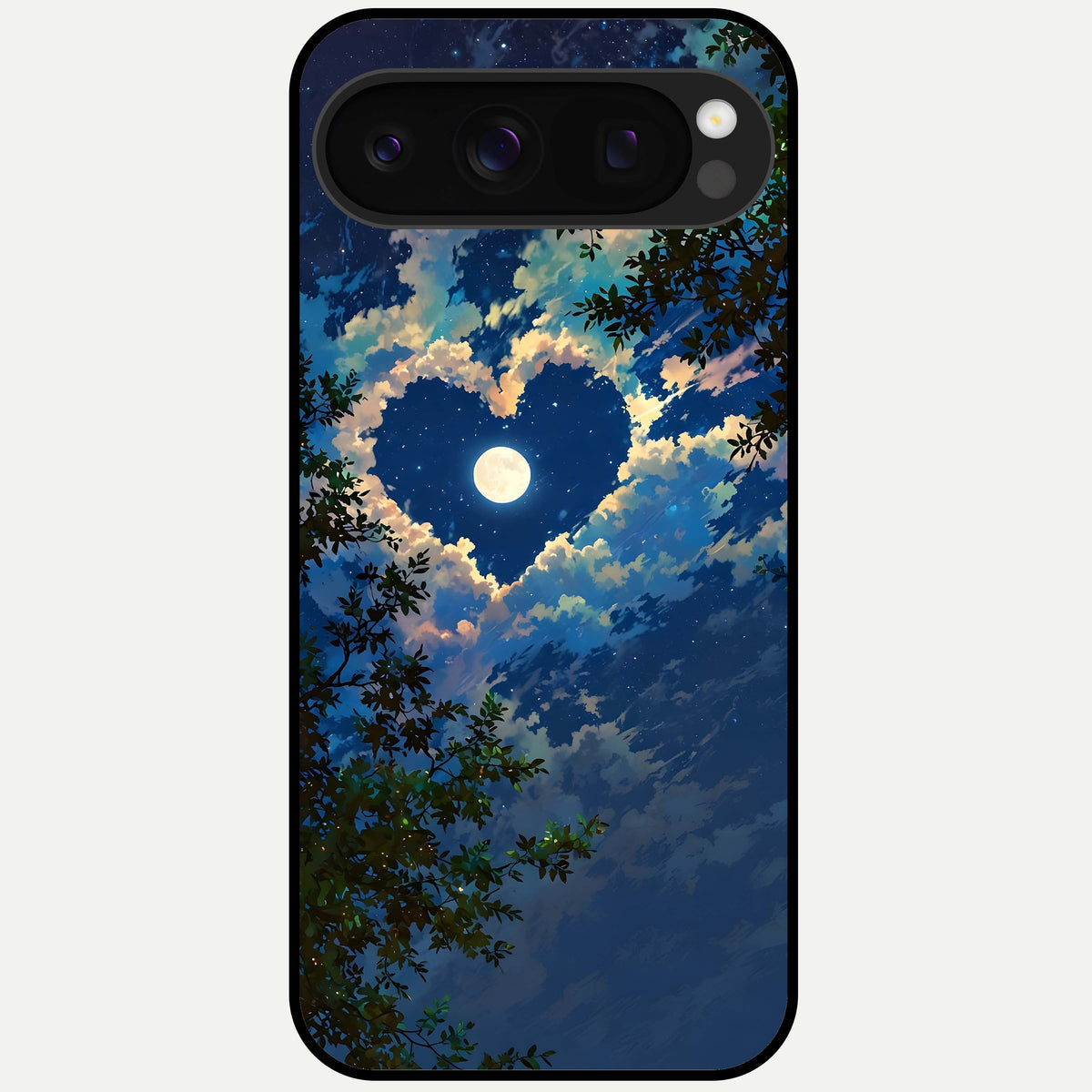  Heart With Moon Sky Glass Case For Google Pixel 10 Pro back cover – full design glossy printed glass finish