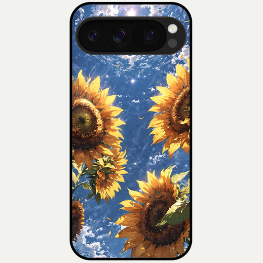  Heavenly Sunflower Rise Glass Case For Google Pixel 10 Pro back cover – full design glossy printed glass finish