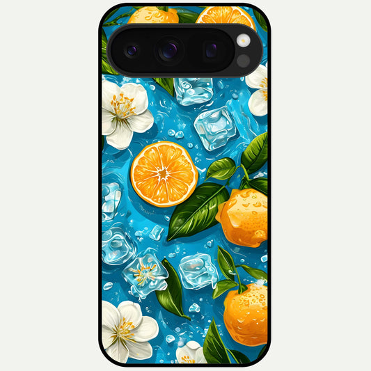 Ice Cube With Orange Glass Case For Google Pixel 10 Pro back cover – full design glossy printed glass finish