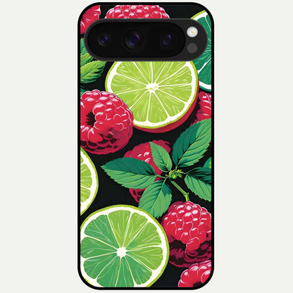  Lime and Raspberry Pattern Glass Case For Google Pixel 10 Pro back cover – full design glossy printed glass finish