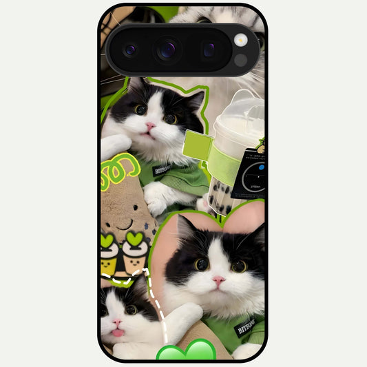  Matcha Cats Mood Glass Case For Google Pixel 10 Pro back cover – full design glossy printed glass finish