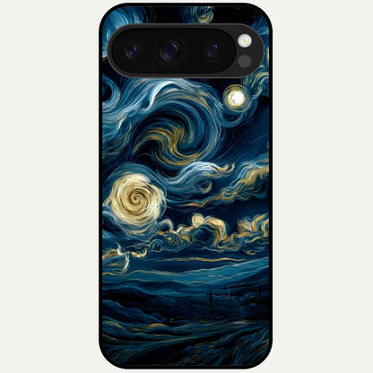  Midnight Sky Whirl Glass Case For Google Pixel 10 Pro back cover – full design glossy printed glass finish