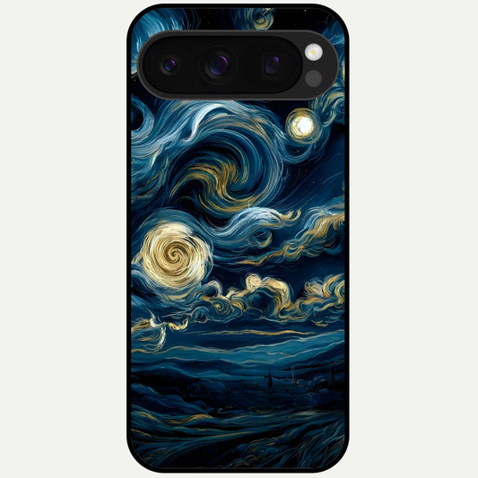  Midnight Sky Whirl Glass Case For Google Pixel 10 Pro back cover – full design glossy printed glass finish