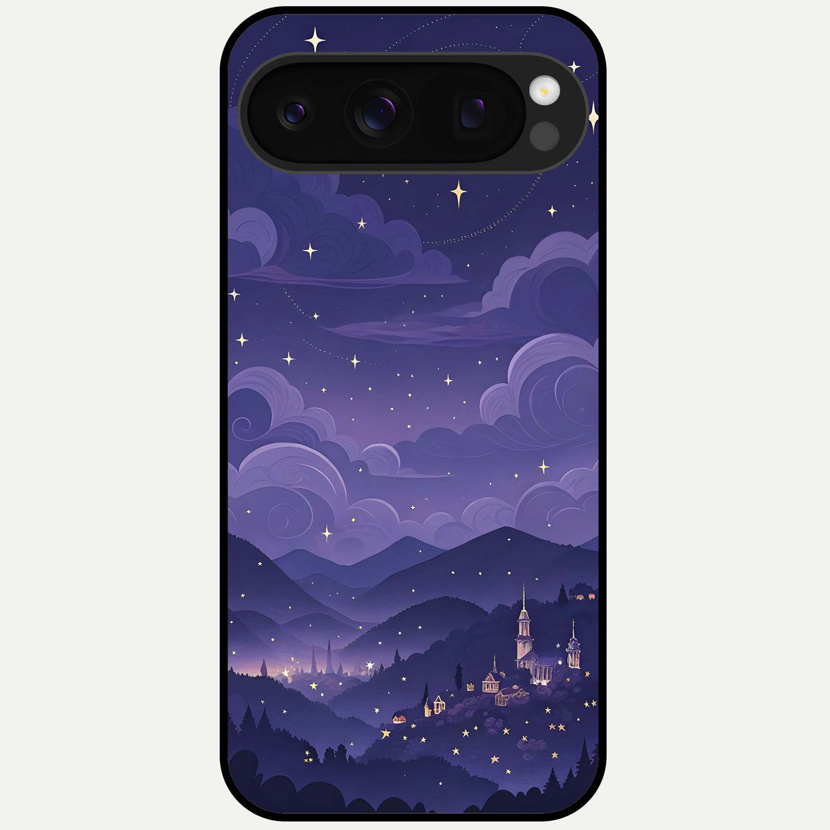  Minimal Night View Glass Case For Google Pixel 10 Pro back cover – full design glossy printed glass finish