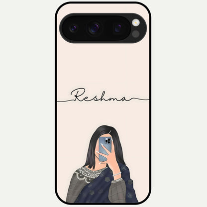  Mirror Mood Muse With Custom Name Glass Case For Google Pixel 10 Pro back cover – full design glossy printed glass finish