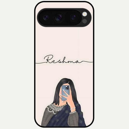  Mirror Mood Muse With Custom Name Glass Case For Google Pixel 10 Pro back cover – full design glossy printed glass finish