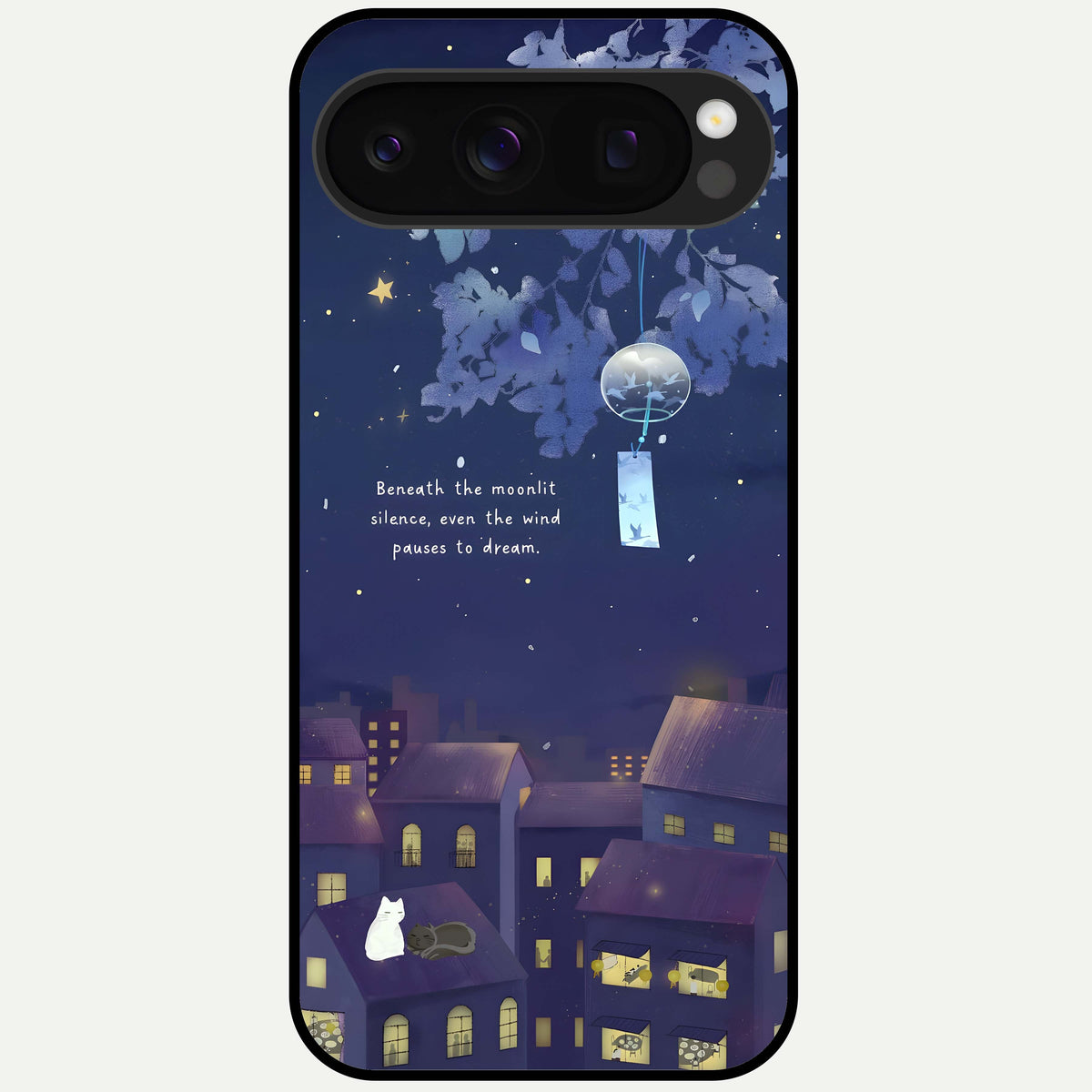  Moonlit Cat Silence Glass Case For Google Pixel 10 Pro back cover – full design glossy printed glass finish