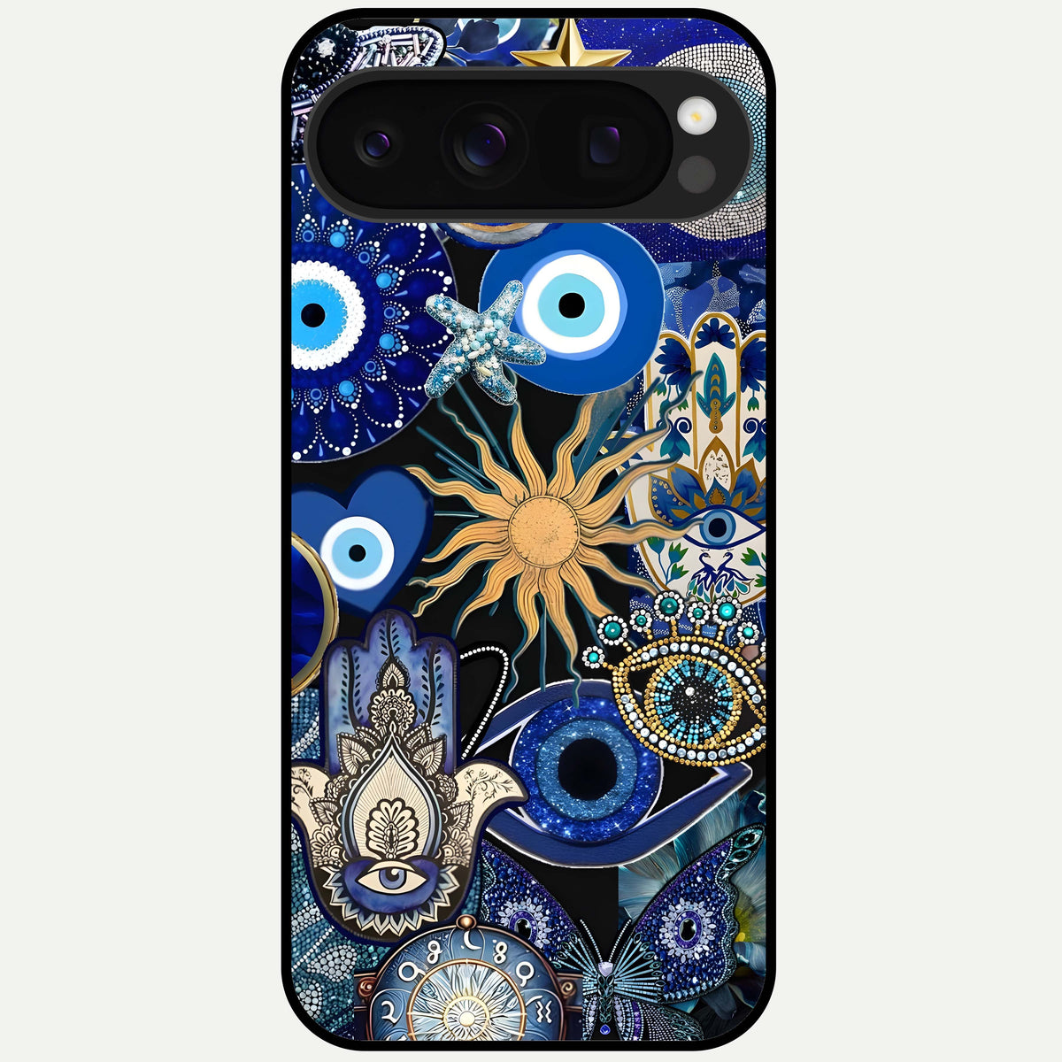  Mystic Blue Evil Eye Glass Case For Google Pixel 10 Pro back cover – full design glossy printed glass finish