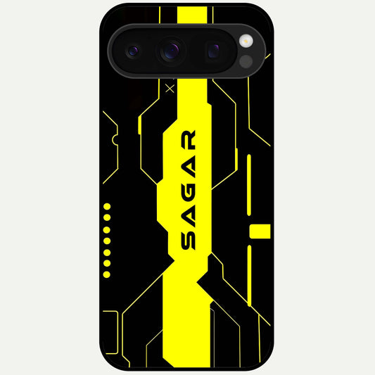  Neon CYBERPUNK Custom Name Glass Case For Google Pixel 10 Pro back cover – full design glossy printed glass finish