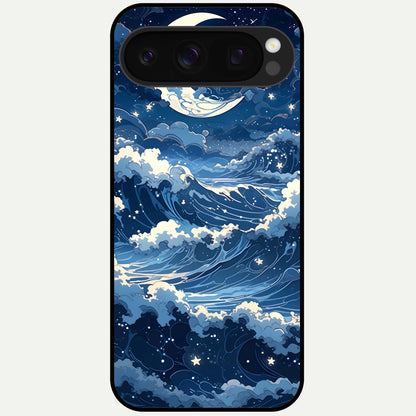  Ocean Moon Waves Glass Case For Google Pixel 10 Pro back cover – full design glossy printed glass finish