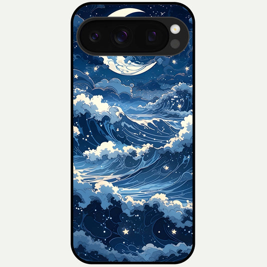  Ocean Moon Waves Glass Case For Google Pixel 10 Pro back cover – full design glossy printed glass finish