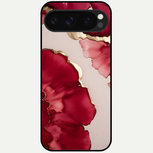  Pink And White Marble Glass Case For Google Pixel 10 Pro back cover – full design glossy printed glass finish