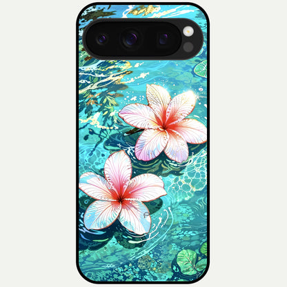  Pink Flowers in Water Glass Case For Google Pixel 10 Pro back cover – full design glossy printed glass finish